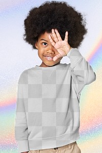 Black boy wearing sweater png mockup