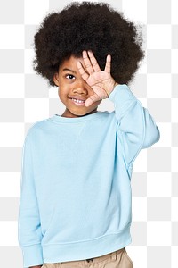 Black boy wearing blue sweater png mockup