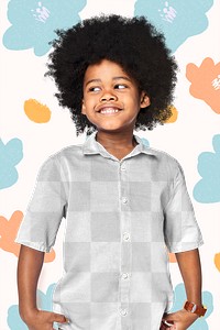 Black boy wearing shirt png mockup