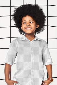 Black boy wearing shirt png mockup