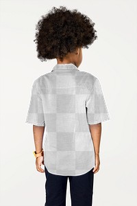 Back view black boy wearing shirt png mockup