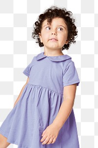 Girl wearing purple dress png mockup