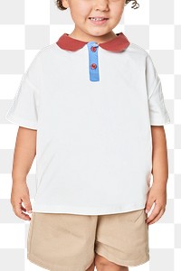 Child's casual white polo shirt png mockup