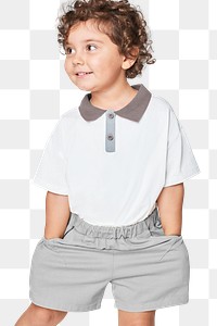 Png kid's polo shirt and short pants mockup
