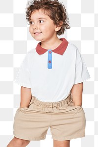 Png kid's polo shirt and short pants mockup