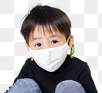 Png boy wearing face mask mockup