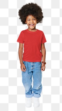 Png black boy in t-shirt and pants full body mockup