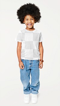 Black boy wearing png t-shirt full body mockup