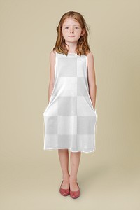 Girl wearing png dress full body mockup