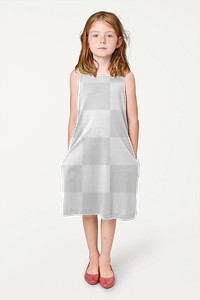 Girl wearing png dress full body mockup