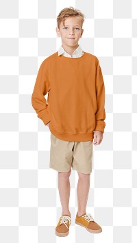 Png boy's casual orange sweatshirt mockup