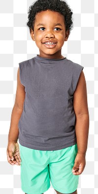 Kid in a gray sleeveless png