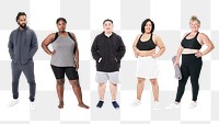 Body positivity diverse models sportswear outfit apparel mockup png