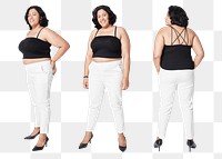 Plus size fashion tank top and pants png full body