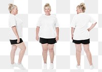 Women&#39;s plus size fashion white tee apparel png mockup