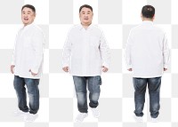 Size inclusive white shirt apparel mockup png men's fashion set