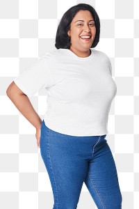 Plus size white t-shirt and | Premium PNG Sticker - rawpixel