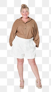 Women&#39;s brown shirt plus size fashion png mockup
