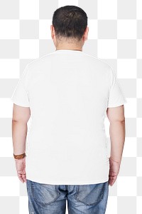 Men&#39;s white tee and jeans plus size fashion mockup png