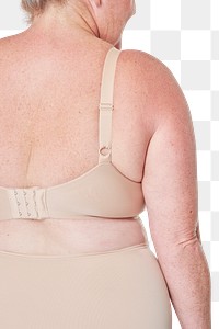 Plus size model png beige lingerie apparel mockup