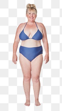 Plus size apparel blue bikini png mockup studio shot