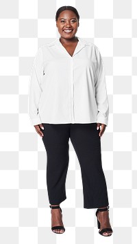 Plus size white shirt apparel mockup png women's fashion