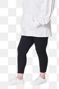 Plus size white shirt black pants apparel mockup png women's fashion