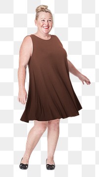 Png plus size inclusive fashion brown dress mockup