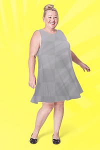 Png body positivity curvy woman dress mockup