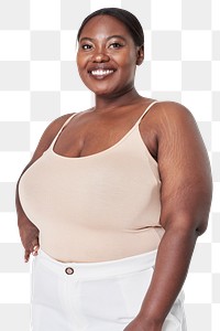 Woman&#39;s cream tank top plus size fashion png mockup