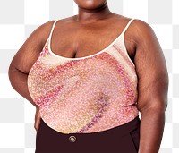 Woman&#39;s pink tank top plus size fashion png mockup