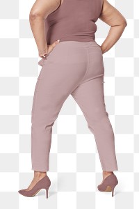 Plus size png apparel pink top and pants back facing mockup