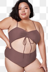 Size inclusive png fashion mockup brown swimsuit apparel