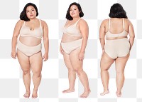 Plus size apparel png beige lingerie mockup studio shot