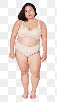 Png women&#39;s beige lingerie mockup plus size fashion