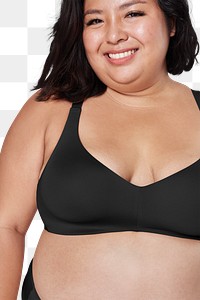 Black bra png plus size apparel mockup body positivity shoot