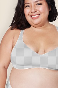 Plus size apparel png bra mockup studio shot