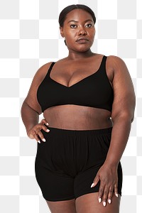 Png women's black lingerie plus size apparel mockup