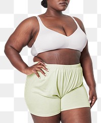 Size inclusive fashion png white and green lingerie mockup