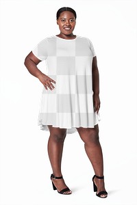 White dress png plus size apparel mockup body positivity shoot