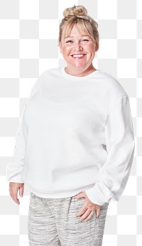 Plus size white sweatshirt apparel mockup png women&#39;s fashion