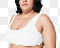 White sport bra png plus size apparel mockup body positivity shoot