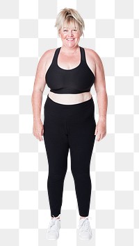 Body positivity curvy woman sportswear mockup png