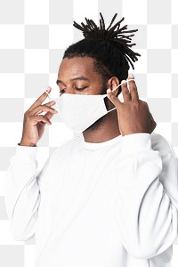 Man wearing face mask mockup png due to covid-19 protection