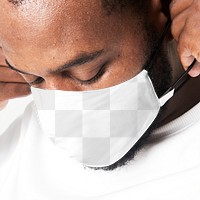 Man wearing face mask mockup png due to covid-19 protection