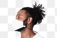 Man wearing face mask mockup png due to covid-19 protection