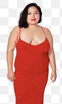 Png plus size fashion red spaghetti strap dress apparel mockup