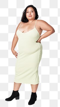 Body positivity curvy woman green dress mockup png