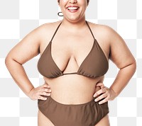 Brown bikini png mockup plus size apparel fashion