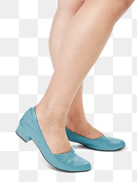 Women&#39;s png fashion blue leather flat shoes apparel mockup